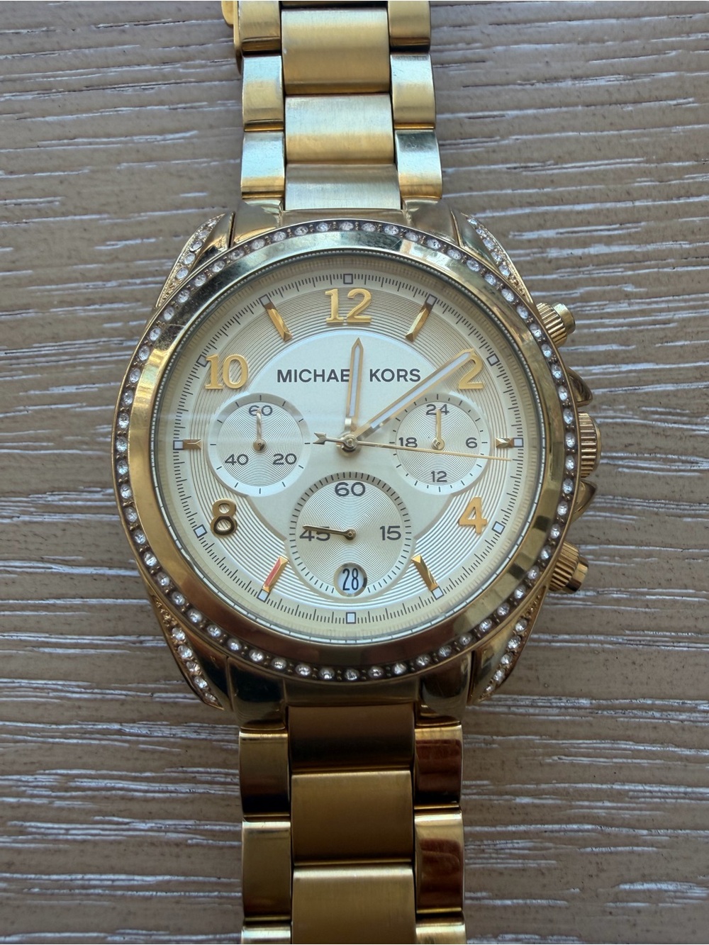 Michael Kors Gold Tone Women's Crystal-Accent Chronograph Watch